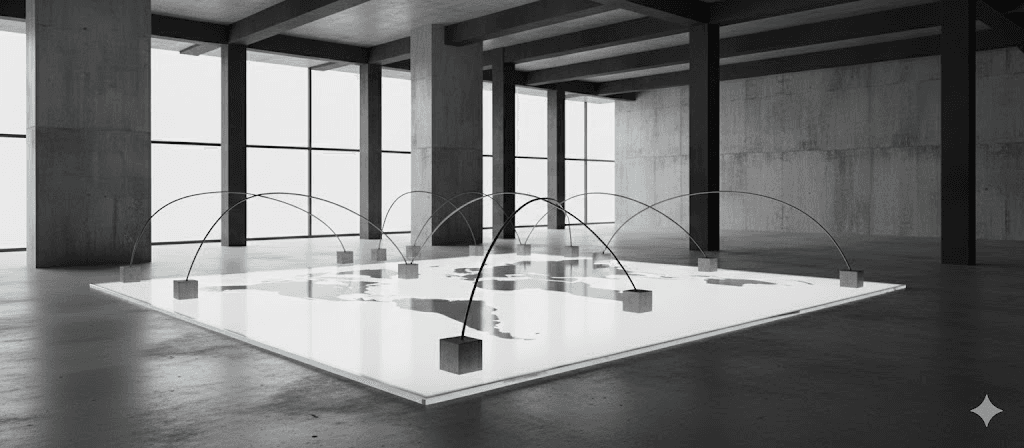 A physical model showing connected production and trade routes